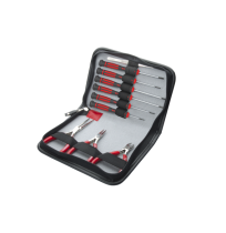 H30-W10 10 Parça Elektronikçi Pense-Tornavida Seti (Deri Çantalı)